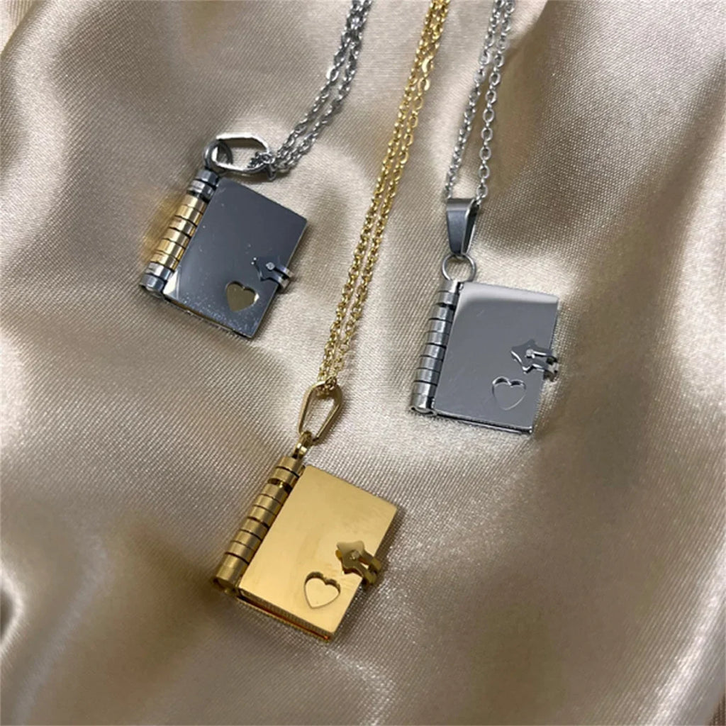 Couple Book Pendant Necklace