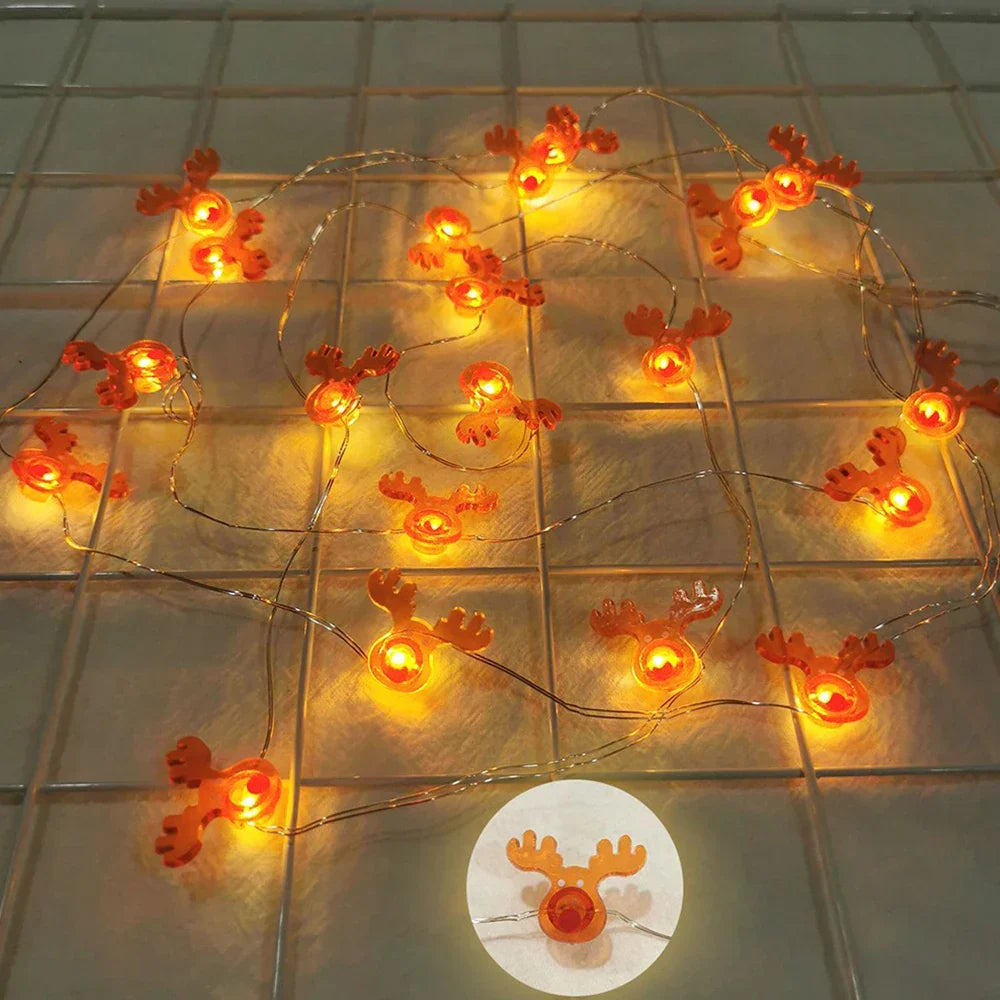 Yeouu | Lumirelle | LED Fairy Lights Christmas | Santa & Snowman Motifs | Warm White Light | For Tree, Window & Table Decor