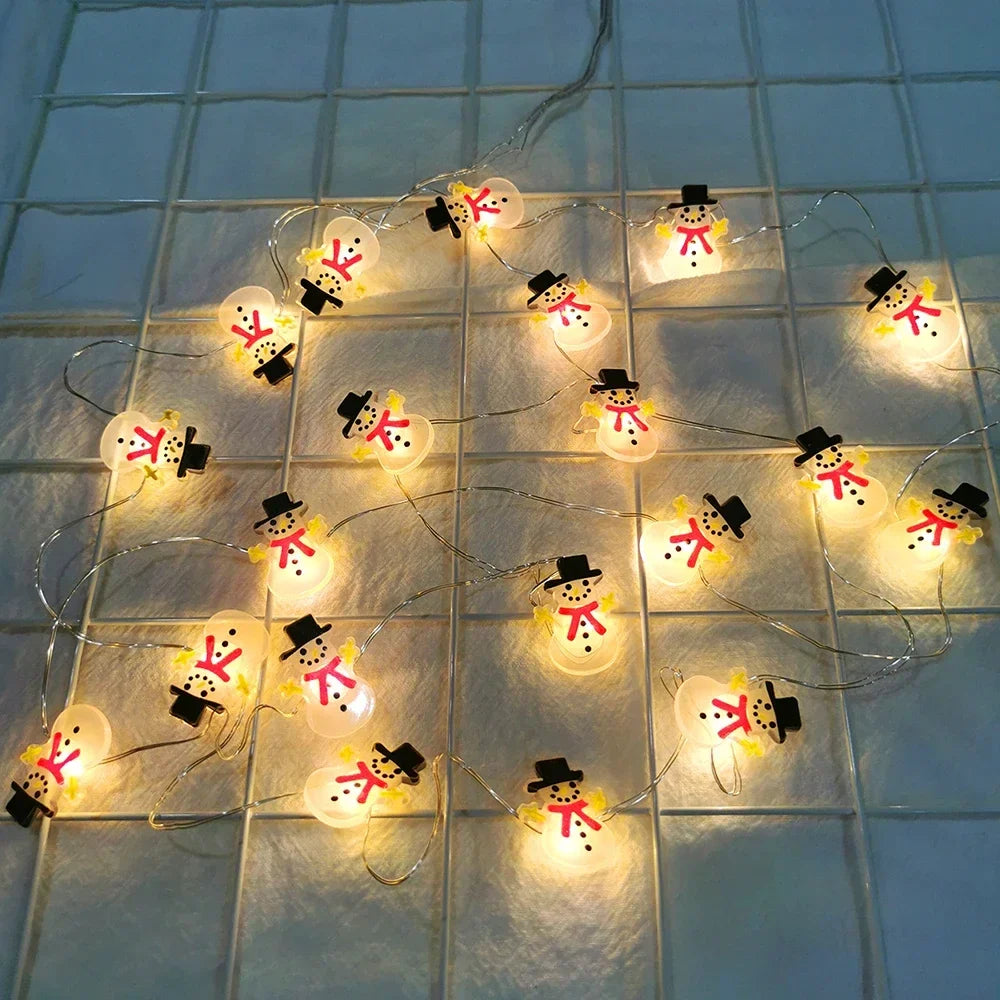 Yeouu | Lumirelle | LED Fairy Lights Christmas | Santa & Snowman Motifs | Warm White Light | For Tree, Window & Table Decor