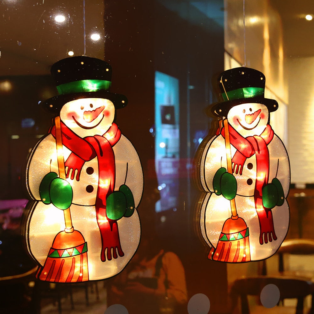 Yeouu | Flashing Christmas Decor Window Hanging Lights