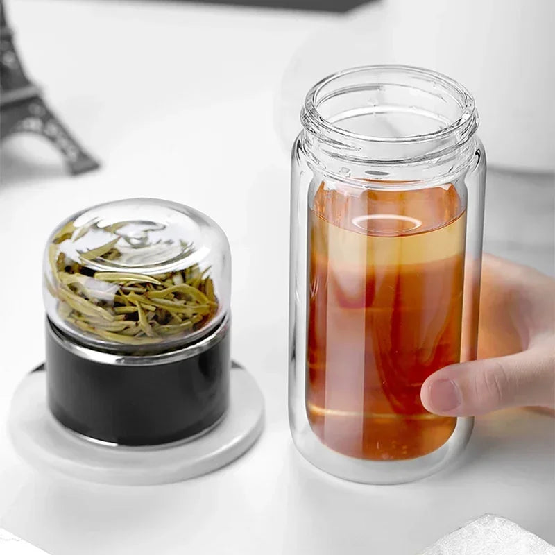 Tea Separation Double-layer Glass Cup