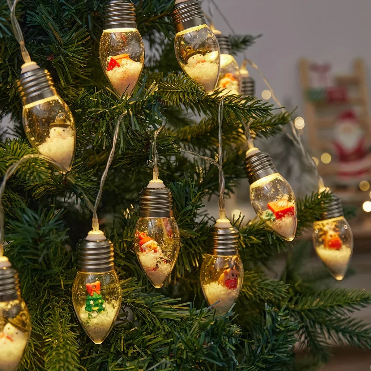 Yeouu | LED snowball string lights | 10 warm white balls | Christmas & New Year decoration