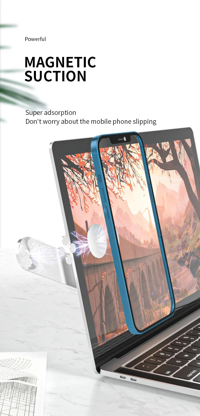 Magnetic Laptop Phone Holder