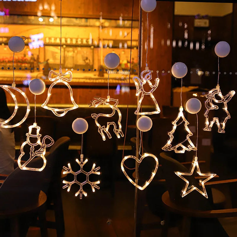 Yeouu | Luminova | LED Window Light Christmas | Bell · Snowman · Star | Battery Operated & with Suction Cup | Warm White | Window Decoration