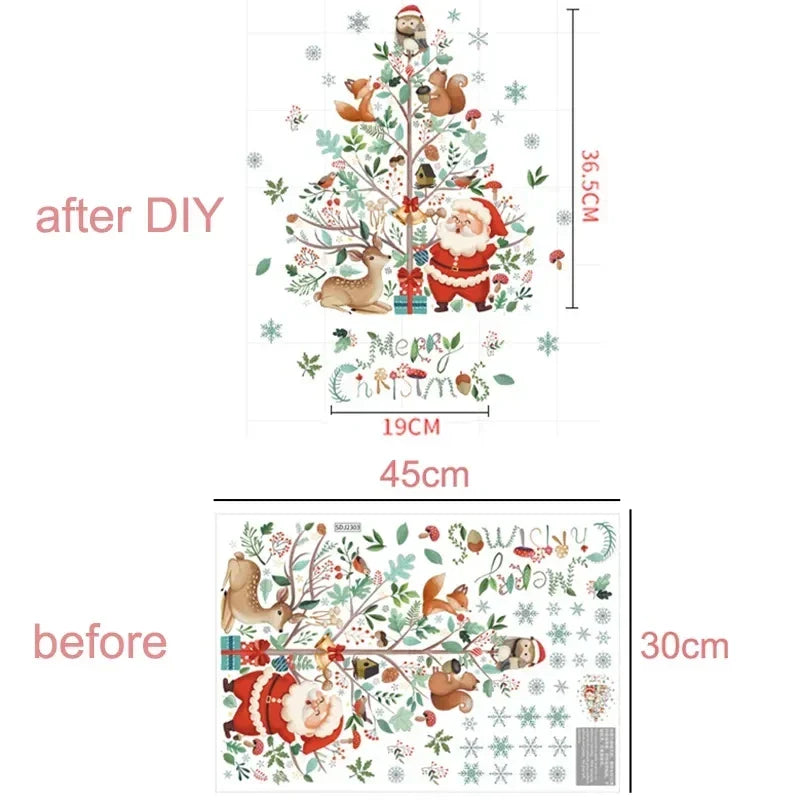 Yeouu | Glimoria | Christmas Window Stickers 2025 | Santa Claus & Christmas Tree | Removable Window Stickers for Glass & Walls | Festive Decor for Christmas & New Year