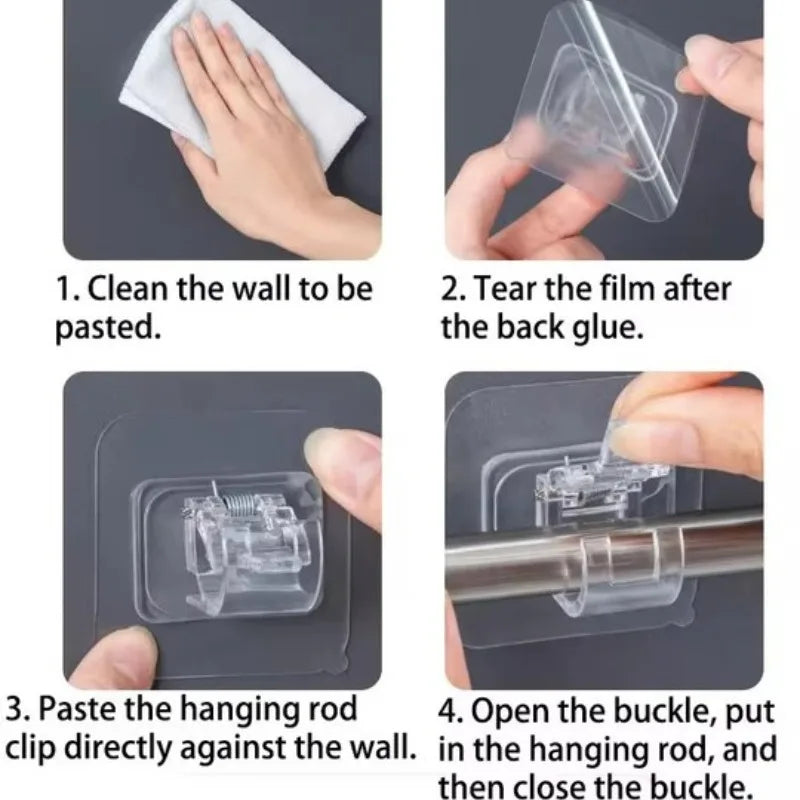 Adjustable Curtain Rod Wall Hooks