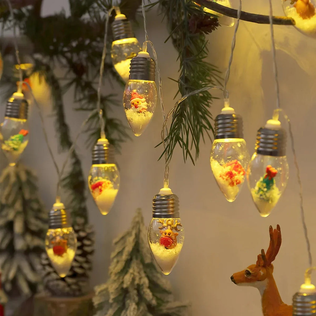 Yeouu | LED snowball string lights | 10 warm white balls | Christmas & New Year decoration