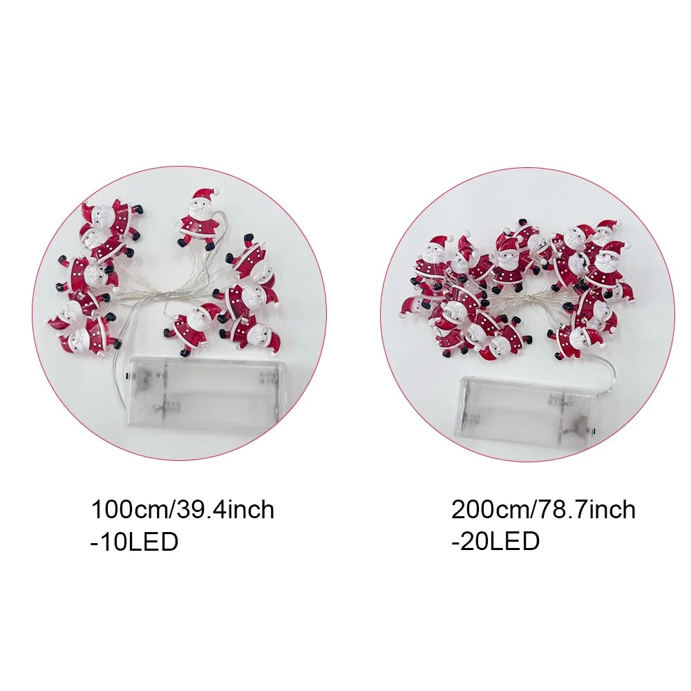 Yeouu | Lumirelle | LED Fairy Lights Christmas | Santa & Snowman Motifs | Warm White Light | For Tree, Window & Table Decor