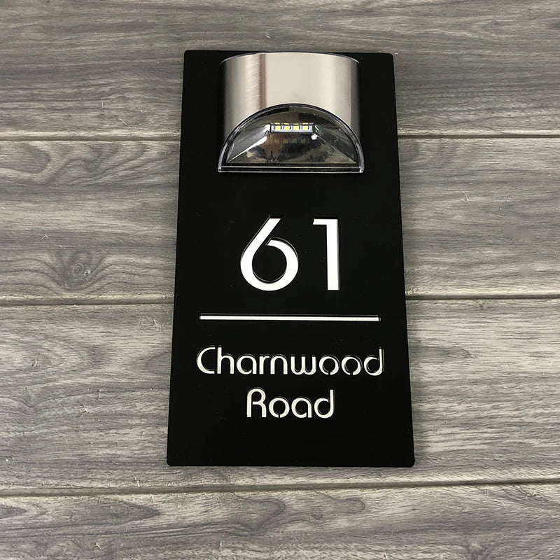 Solar House Address Sign Light