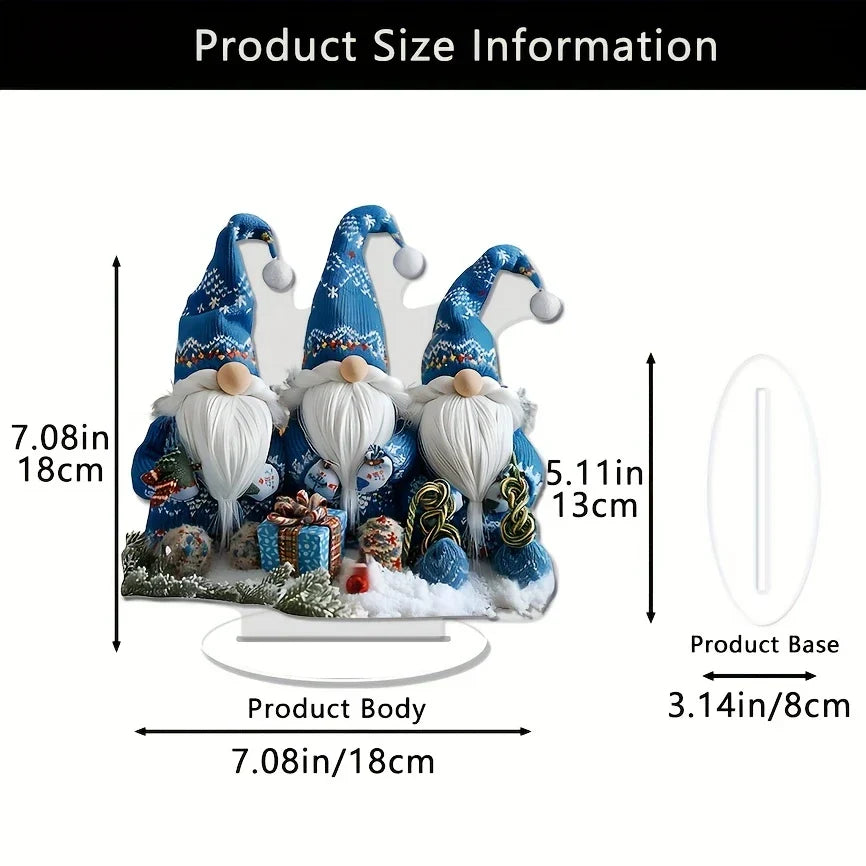 Yeouu | GlasNordic Christmas Gnome Decoration | Acrylic Table Figure 18 cm | 3 Gnomes in Blue | Festive Decoration for Living Room, Kitchen & Office