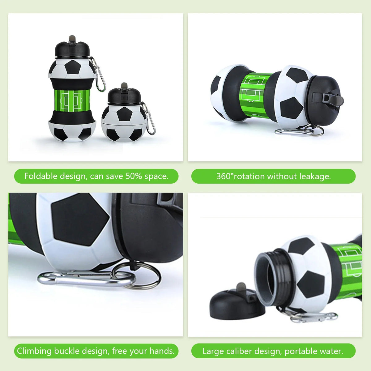 Collapsible Silicon Soccer Style Watter Bottle