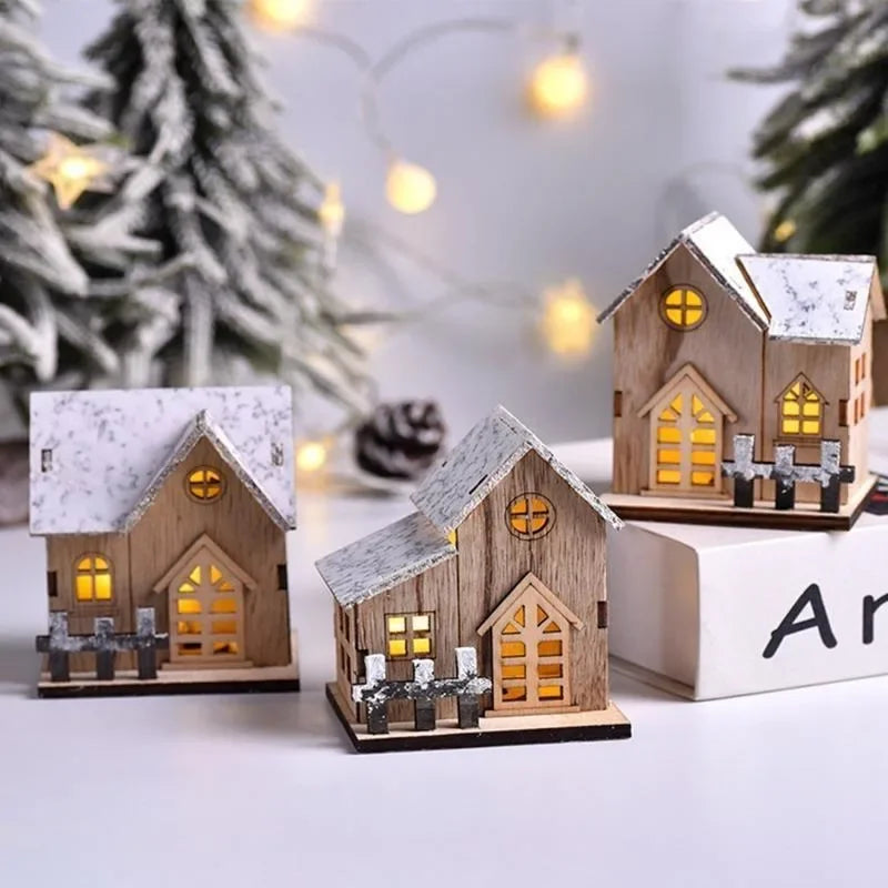 Yeouu | Lunawood | LED Wooden House | Glowing Mini Christmas House | Handmade Wooden Decoration | Warm White Light for Christmas & New Year