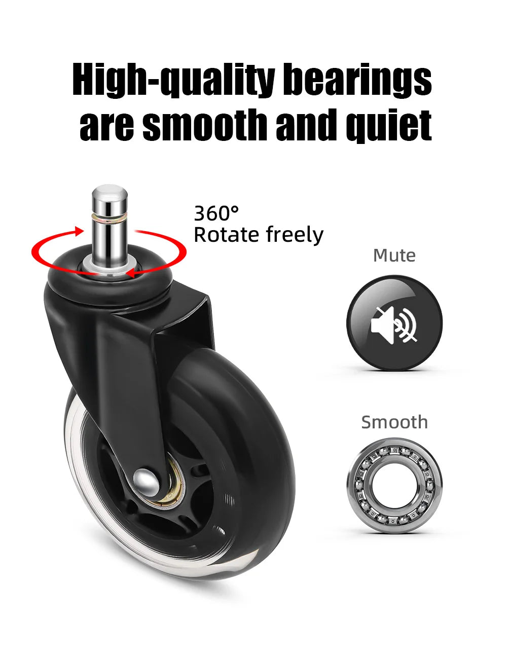 Swivel Roller Office Chair Wheels  5PCS