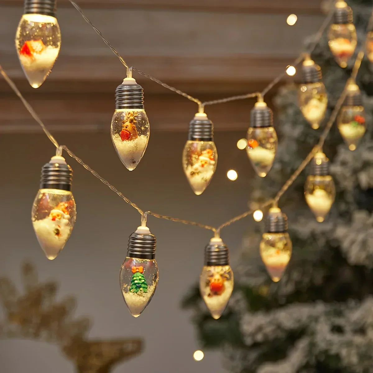 Yeouu | LED snowball string lights | 10 warm white balls | Christmas & New Year decoration