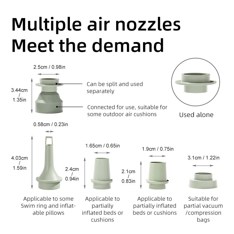 3 in 1 Electric Mini Wireless Air Compressor