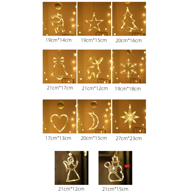 Yeouu | Luminova | LED Window Light Christmas | Bell · Snowman · Star | Battery Operated & with Suction Cup | Warm White | Window Decoration