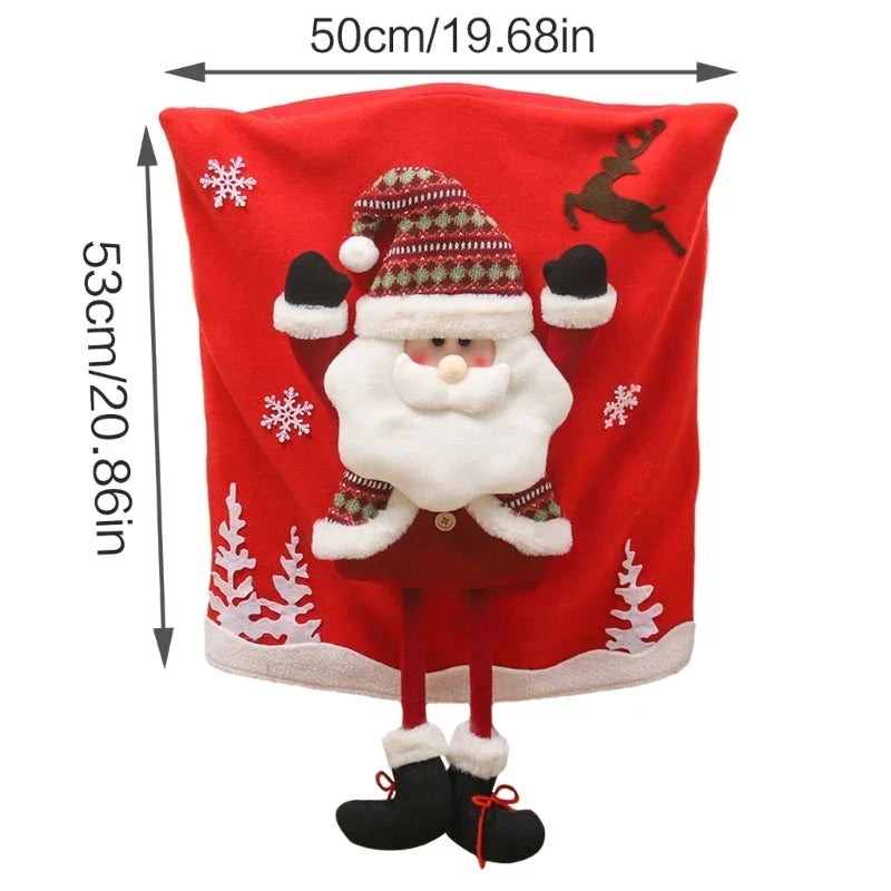 Yeouu | Jolivine | Christmas Chair Cover | Santa, Snowman & Reindeer Design | Festive Chair Decoration for Christmas & New Year | Soft & Washable