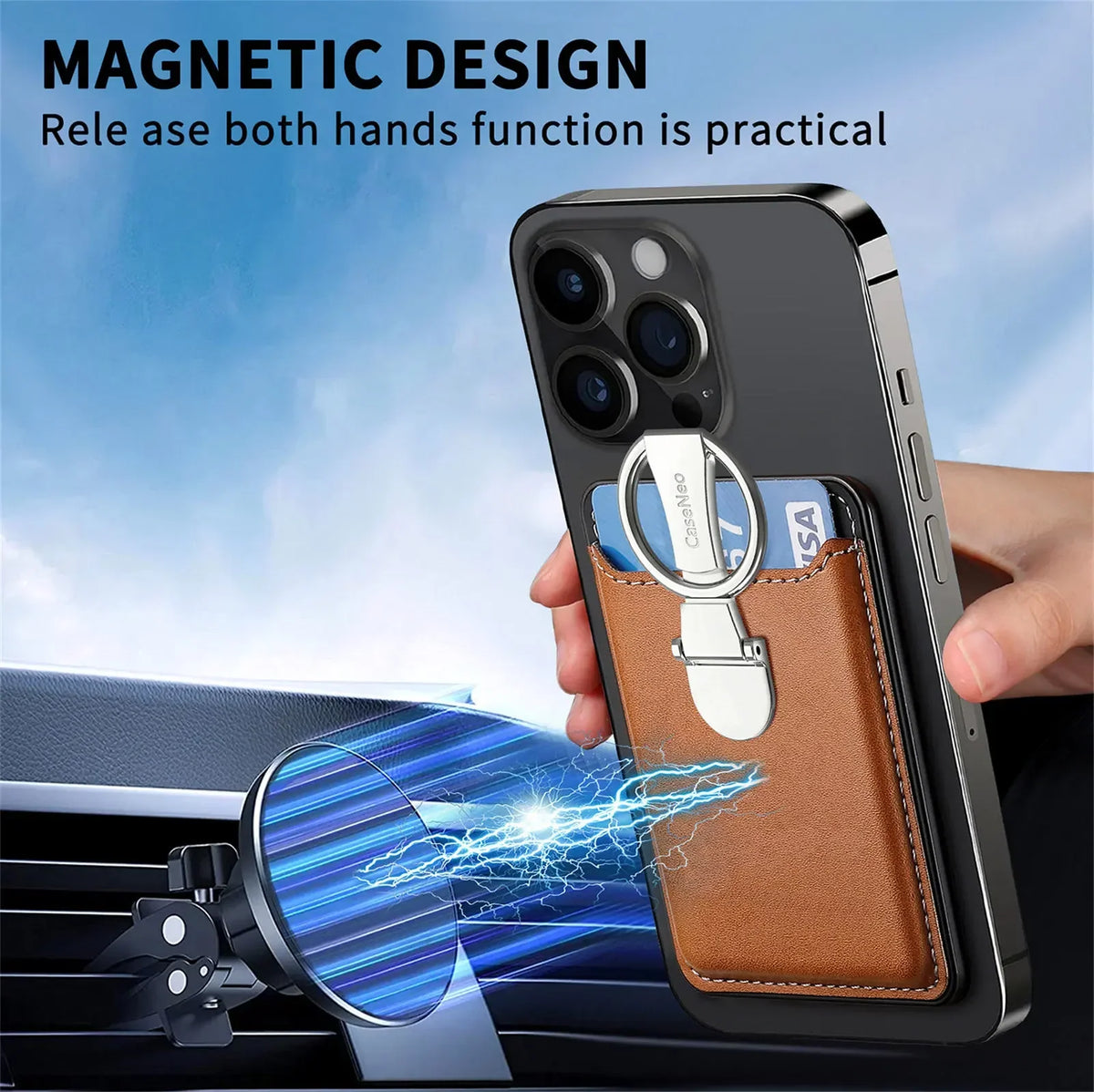 Leather Magsafe Phone Wallet Holder