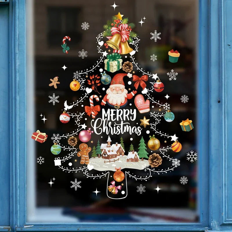 Yeouu | Glimoria | Christmas Window Stickers 2025 | Santa Claus & Christmas Tree | Removable Window Stickers for Glass & Walls | Festive Decor for Christmas & New Year