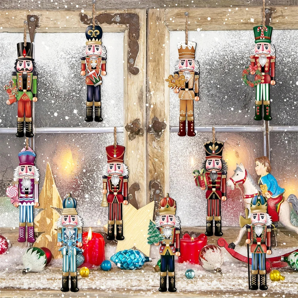 Yeouu | Wood Gloss | Christmas Ornament Nutcracker | 12-piece Set | Wooden Ornaments for Hanging | Christmas Decorations & Decor for Christmas 2024/2025