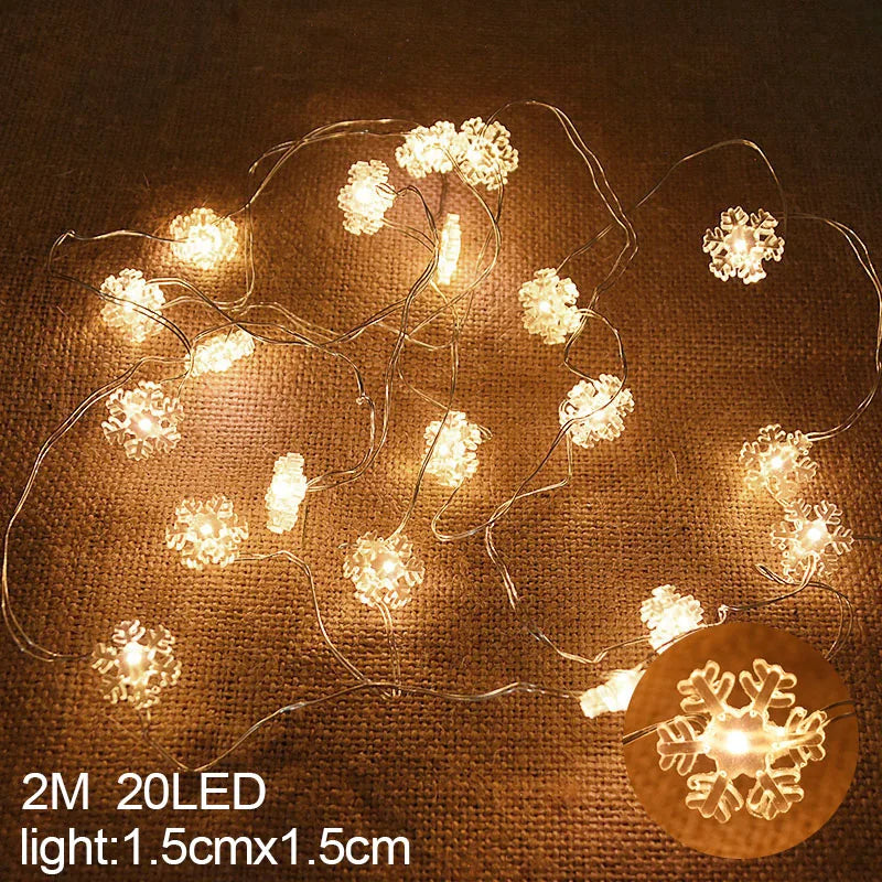 Yeouu | LED String Lights Christmas | 2 m | 20 LEDs with Santa & Snowflakes | Battery Operated | Nordivelle