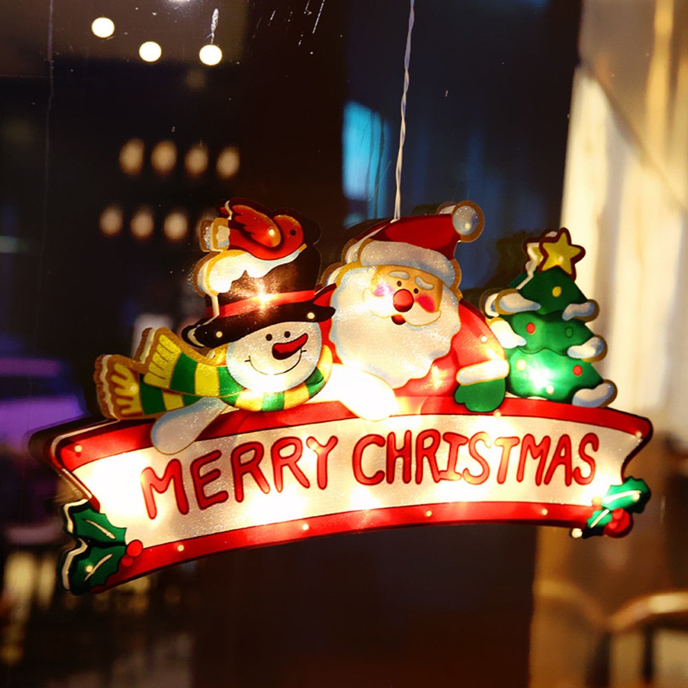 Yeouu | Flashing Christmas Decor Window Hanging Lights