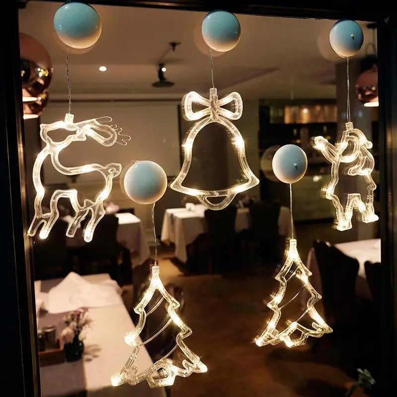 Yeouu | Luminova | LED Window Light Christmas | Bell · Snowman · Star | Battery Operated & with Suction Cup | Warm White | Window Decoration