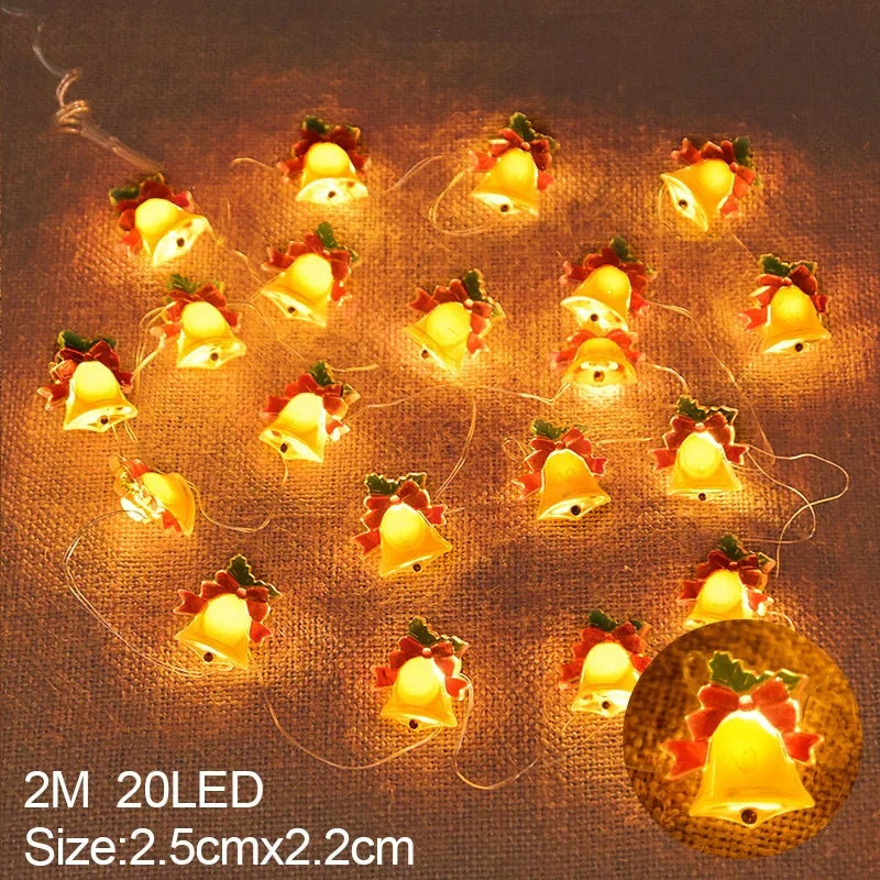 Yeouu | LED String Lights Christmas | 2 m | 20 LEDs with Santa & Snowflakes | Battery Operated | Nordivelle