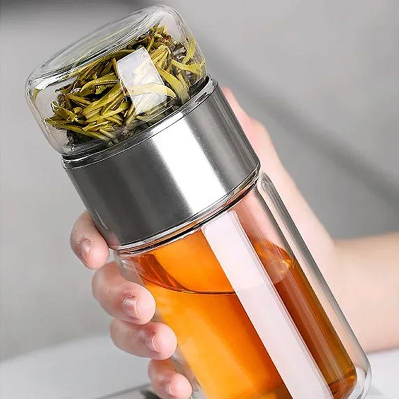 Tea Separation Double-layer Glass Cup