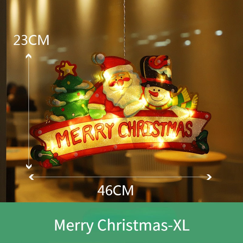 Yeouu | Flashing Christmas Decor Window Hanging Lights