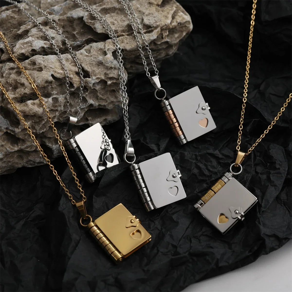 Couple Book Pendant Necklace