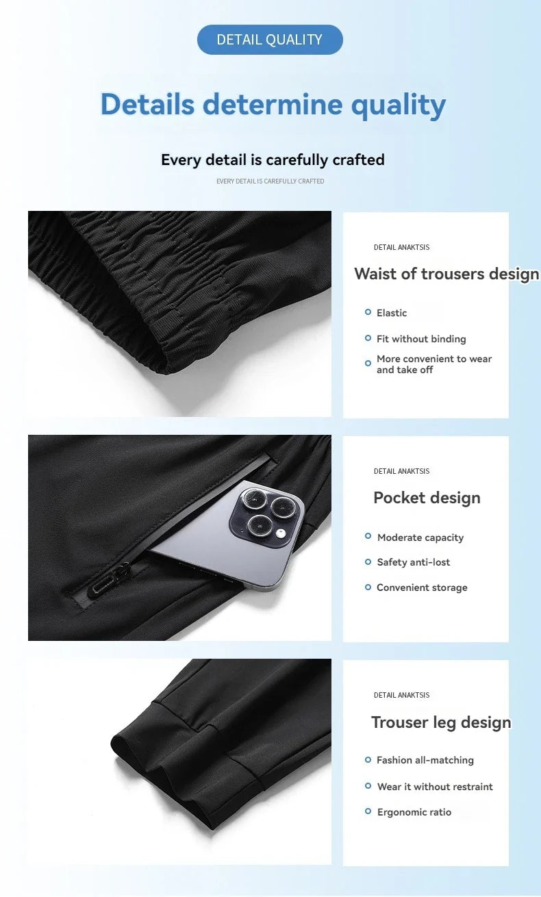 High Elastic Ice Silk Casual Pants