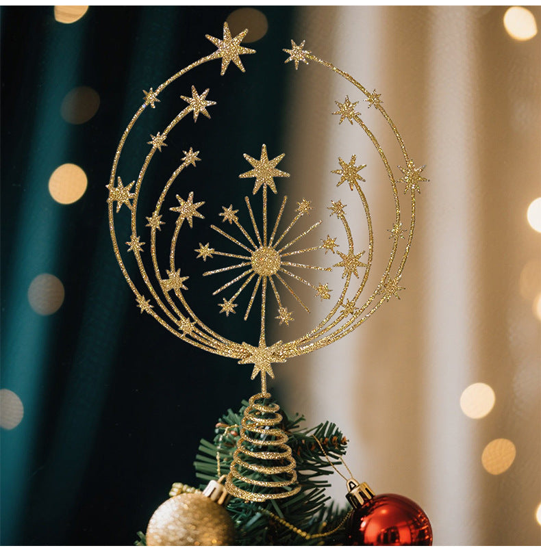 Iron Art Hollow Snowflake Christmas Tree Topper Star Ornament