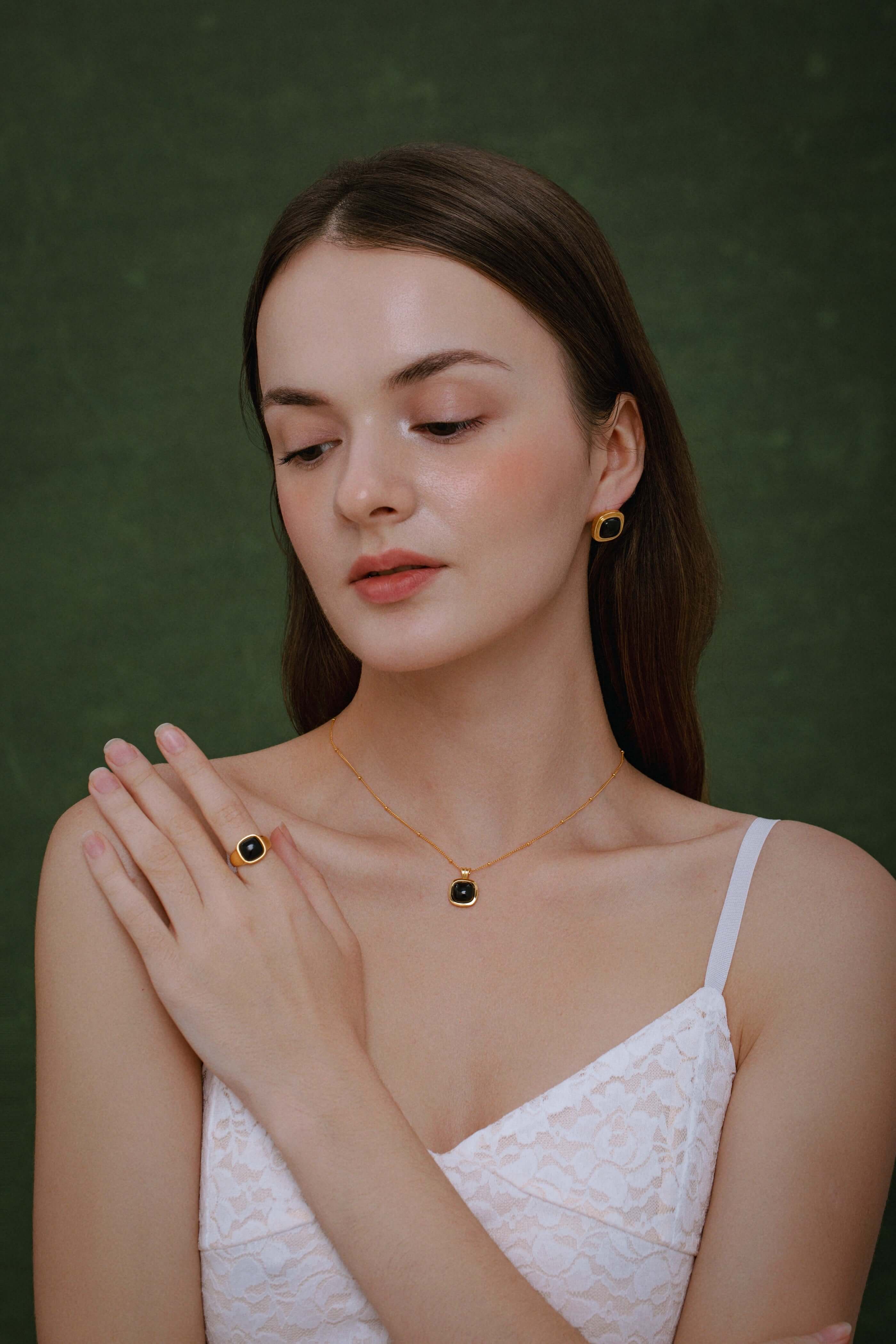 Nocturne Black Onyx Square Ring