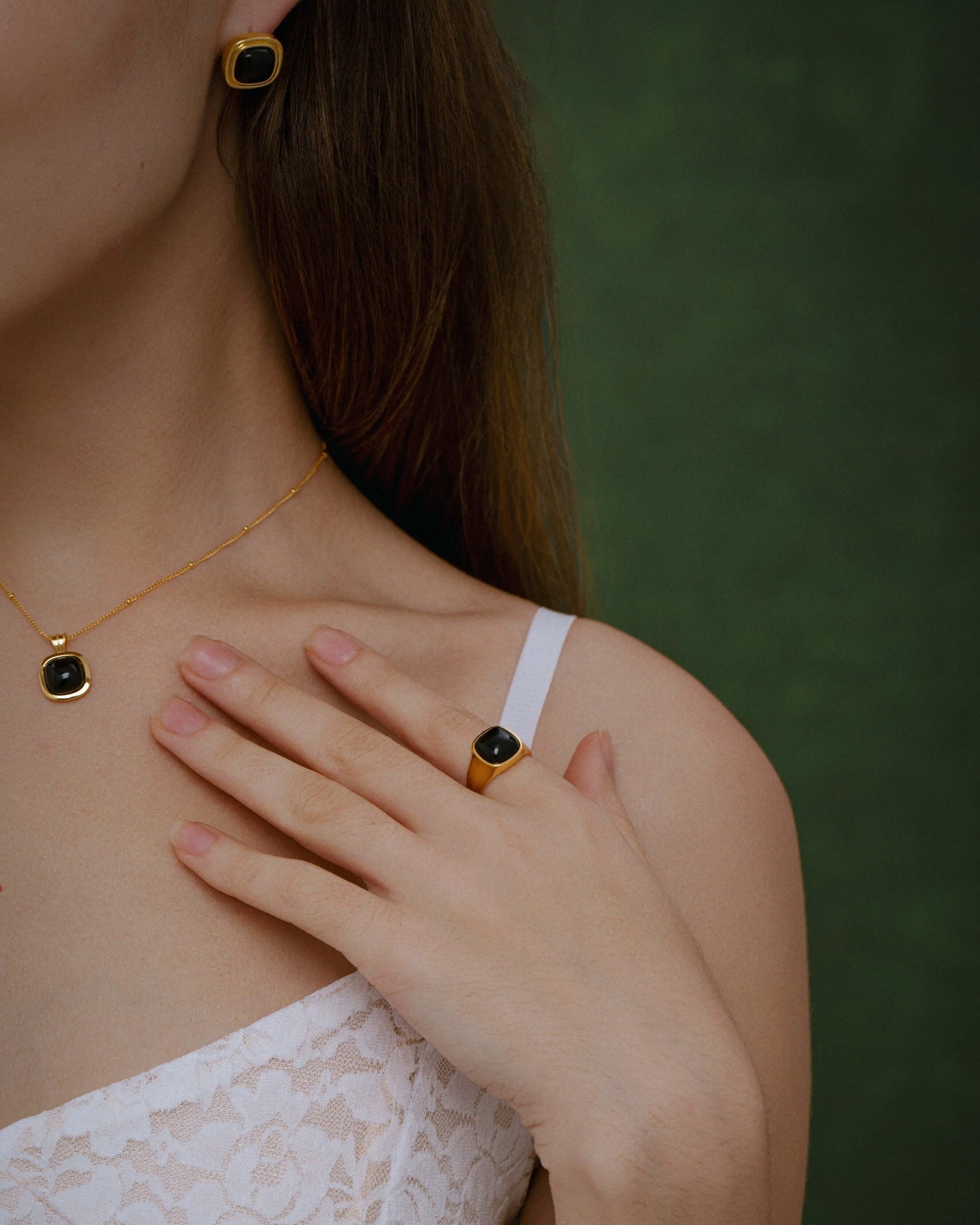 Nocturne Black Onyx Square Ring