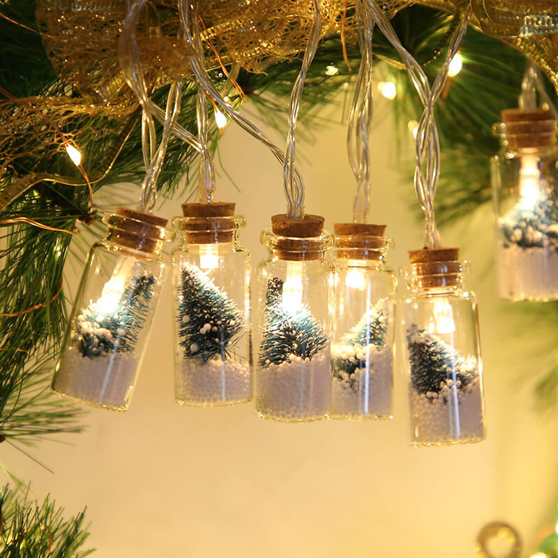 Yeouu | Christmas LED Wishing Bottle Tree Snow Battery Box Decorative String Light