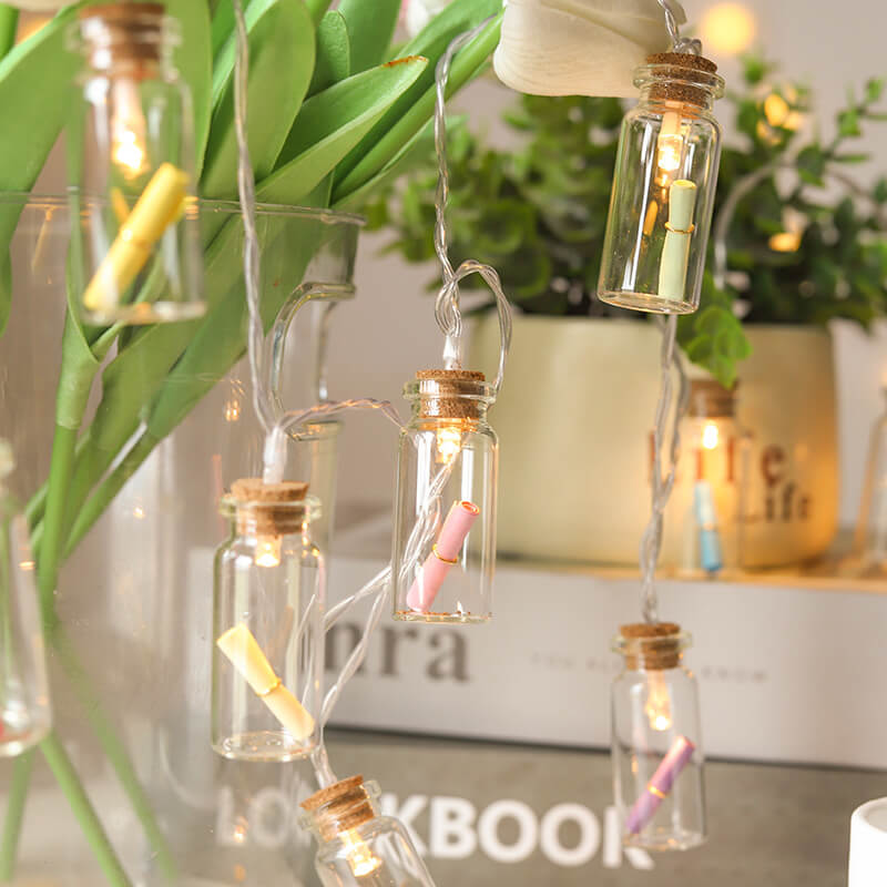 Yeouu | Christmas LED Wishing Bottle Tree Snow Battery Box Decorative String Light