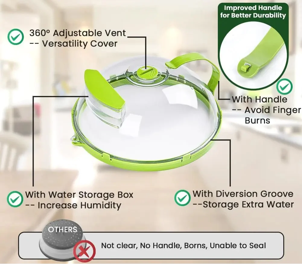 Microwave Splatter Cover With Water Steamer