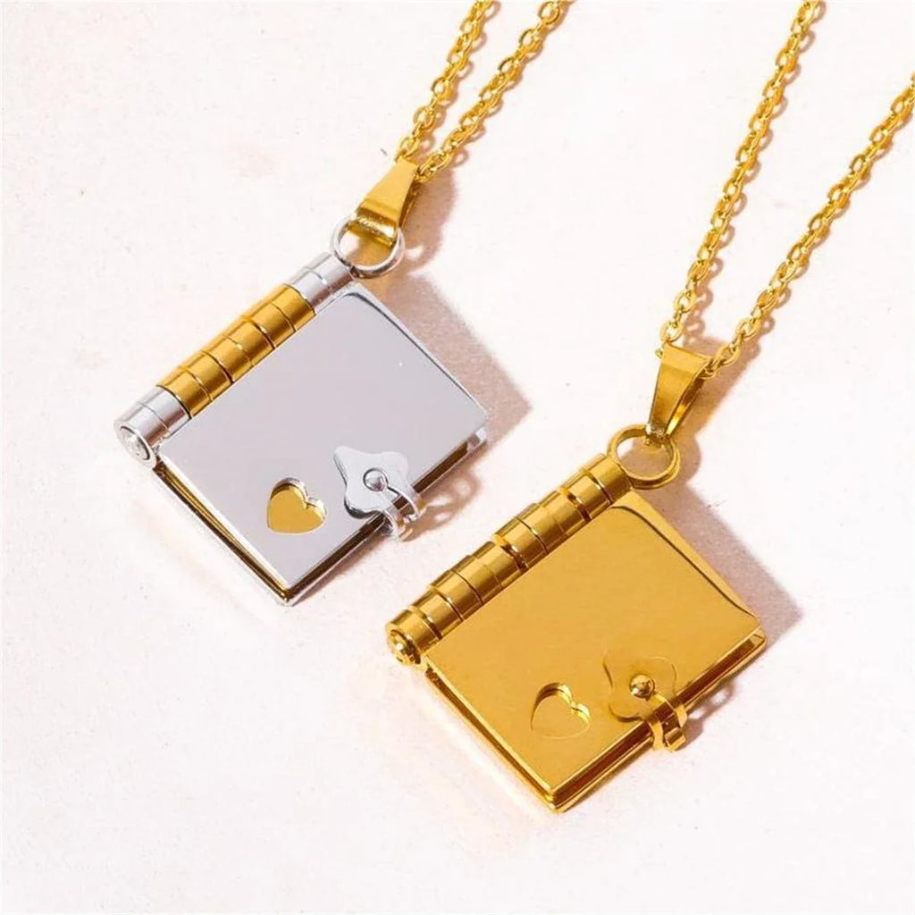 Couple Book Pendant Necklace