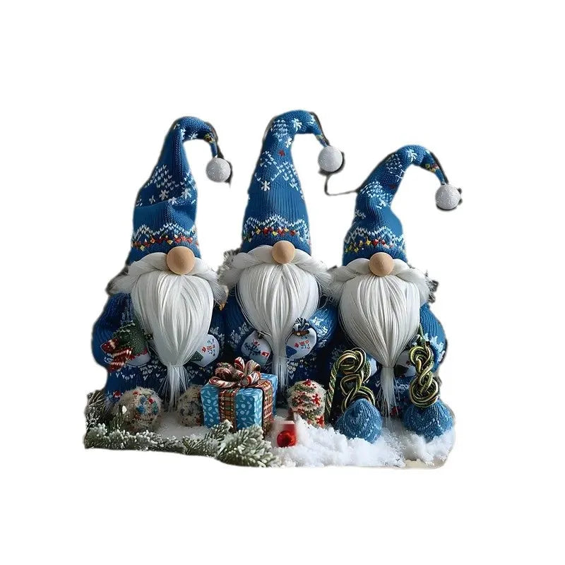 Yeouu | GlasNordic Christmas Gnome Decoration | Acrylic Table Figure 18 cm | 3 Gnomes in Blue | Festive Decoration for Living Room, Kitchen & Office