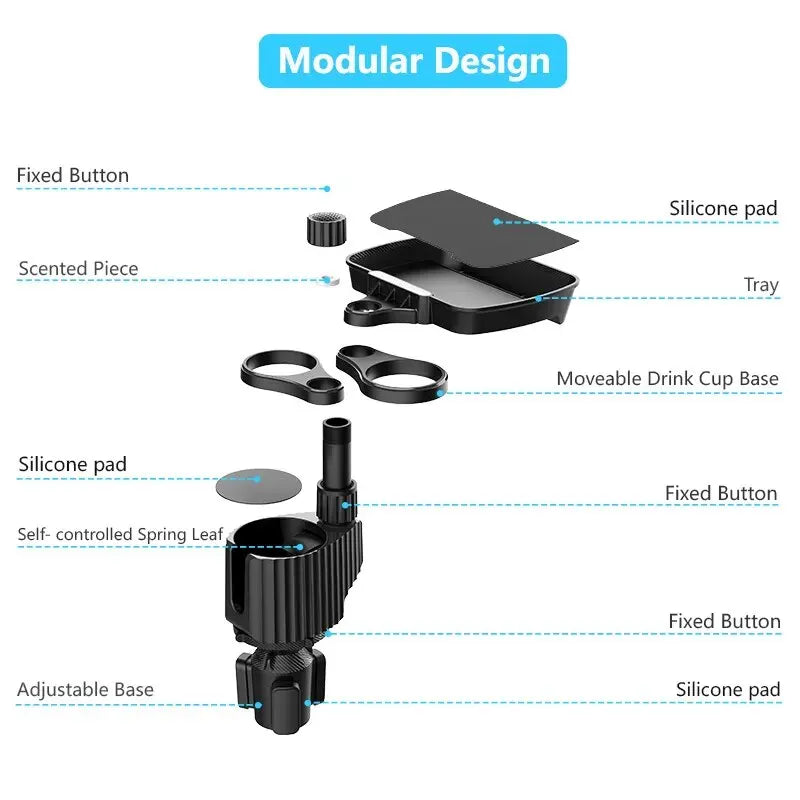 Car Cup Holder with Detachable Tray
