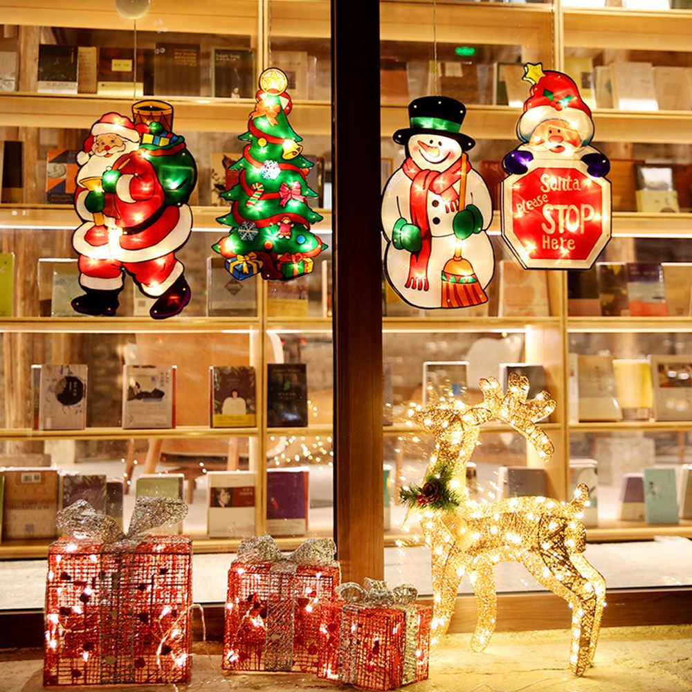 Yeouu | Flashing Christmas Decor Window Hanging Lights