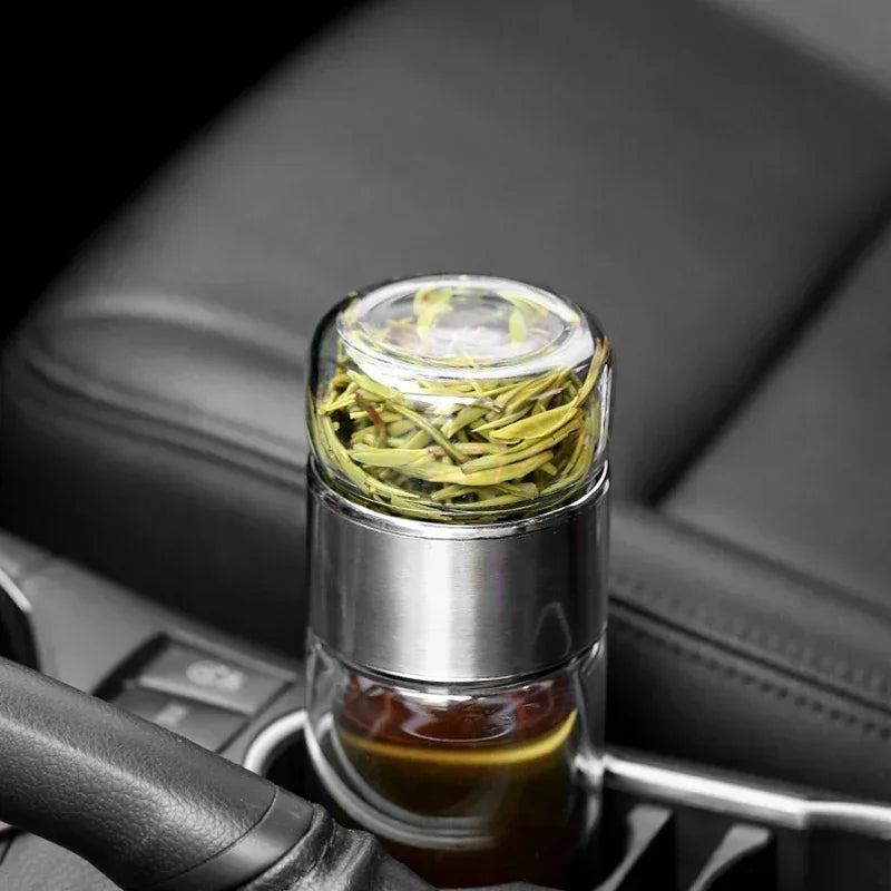 Tea Separation Double-layer Glass Cup