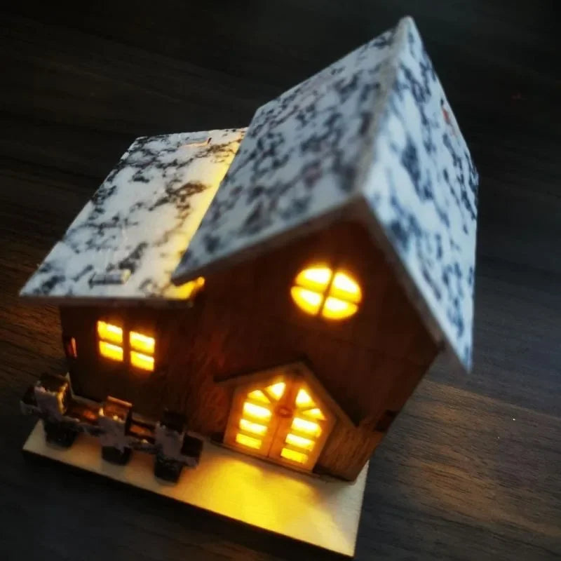 Yeouu | Lunawood | LED Wooden House | Glowing Mini Christmas House | Handmade Wooden Decoration | Warm White Light for Christmas & New Year