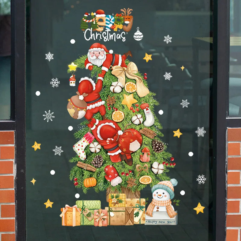 Yeouu | LumiFrost | Christmas Window Stickers 2025 | Santa Claus & Christmas Tree | Removable Window Stickers for Glass & Walls | Festive Decor for Christmas & New Year