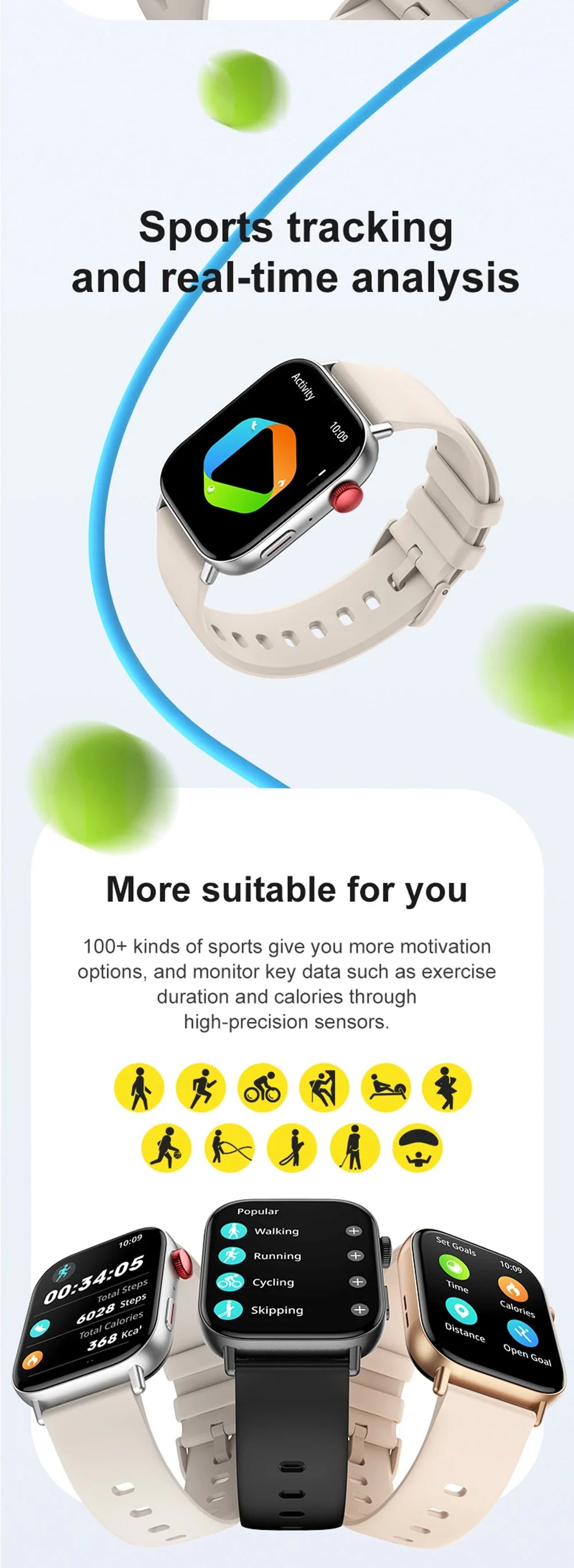 2 In 1 Fitness Tracker Voice Calling Smart Watch