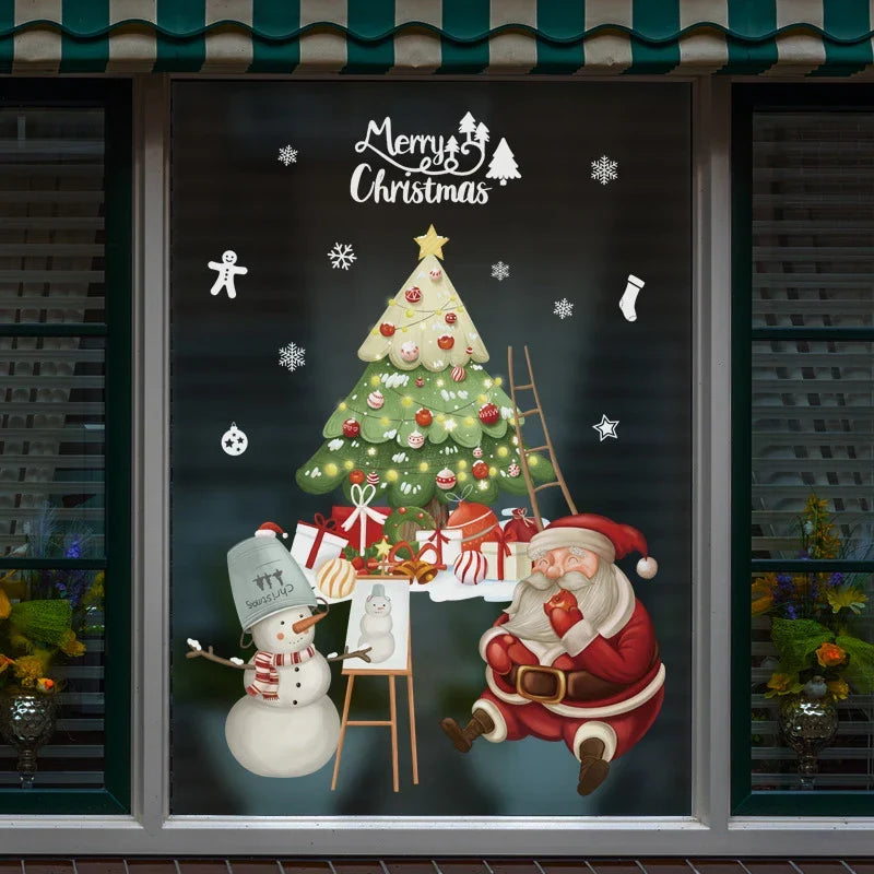 Yeouu | LumiFrost | Christmas Window Stickers 2025 | Santa Claus & Christmas Tree | Removable Window Stickers for Glass & Walls | Festive Decor for Christmas & New Year