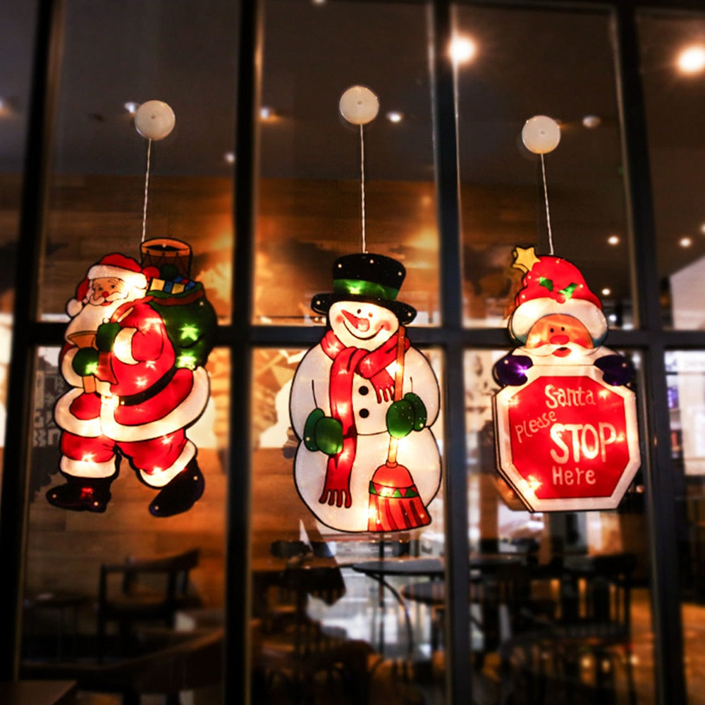 Yeouu | Flashing Christmas Decor Window Hanging Lights