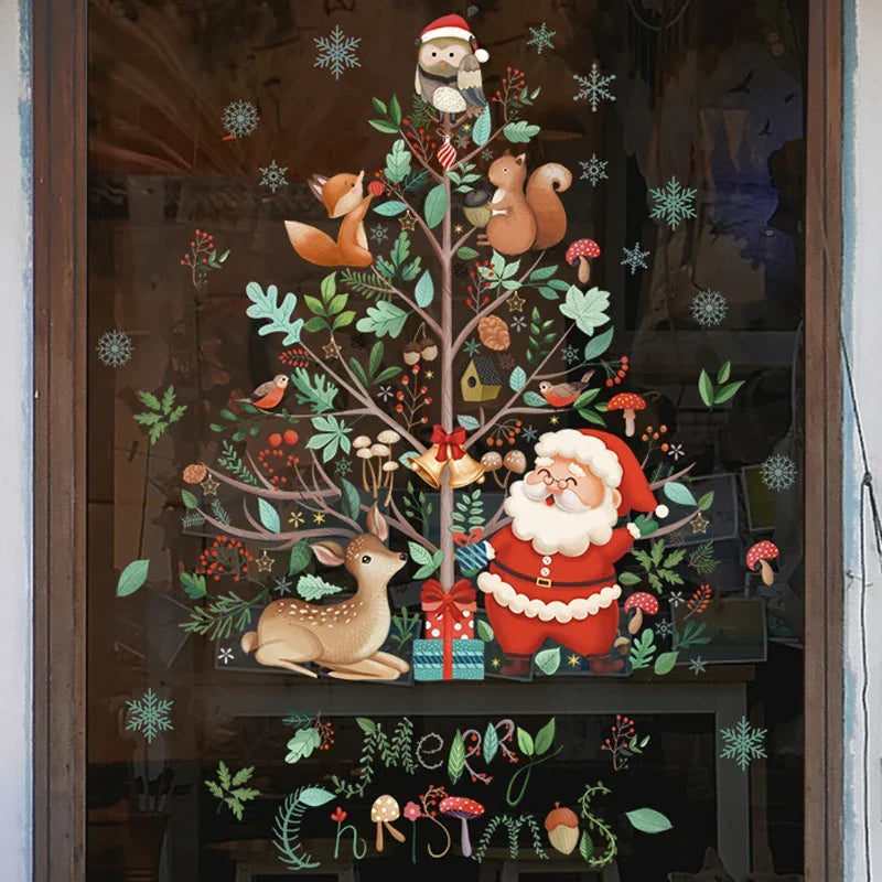 Yeouu | LumiFrost | Christmas Window Stickers 2025 | Santa Claus & Christmas Tree | Removable Window Stickers for Glass & Walls | Festive Decor for Christmas & New Year
