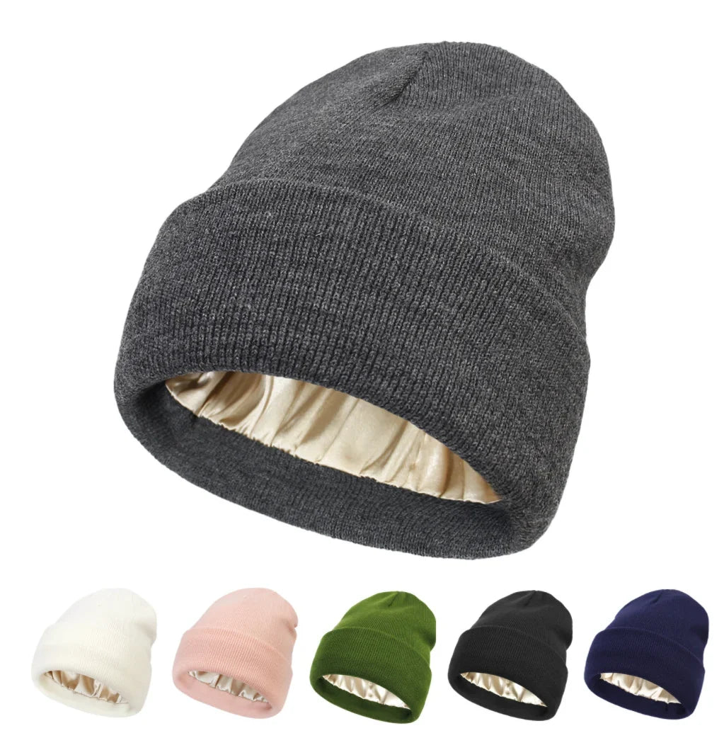 Winter Hat For Women Silk Satin Lined